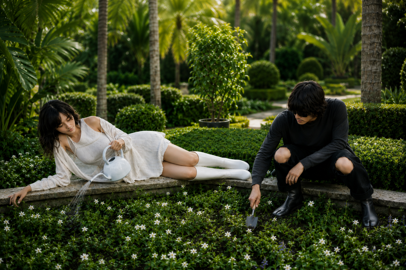 Two people tending a Garden